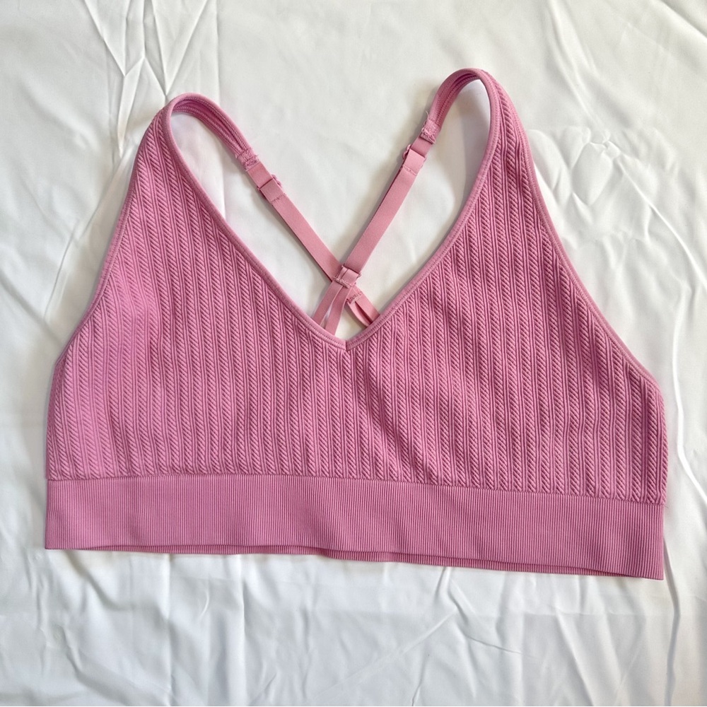 PINK Seamless Cable Plunge Sports Bra Sz XXL